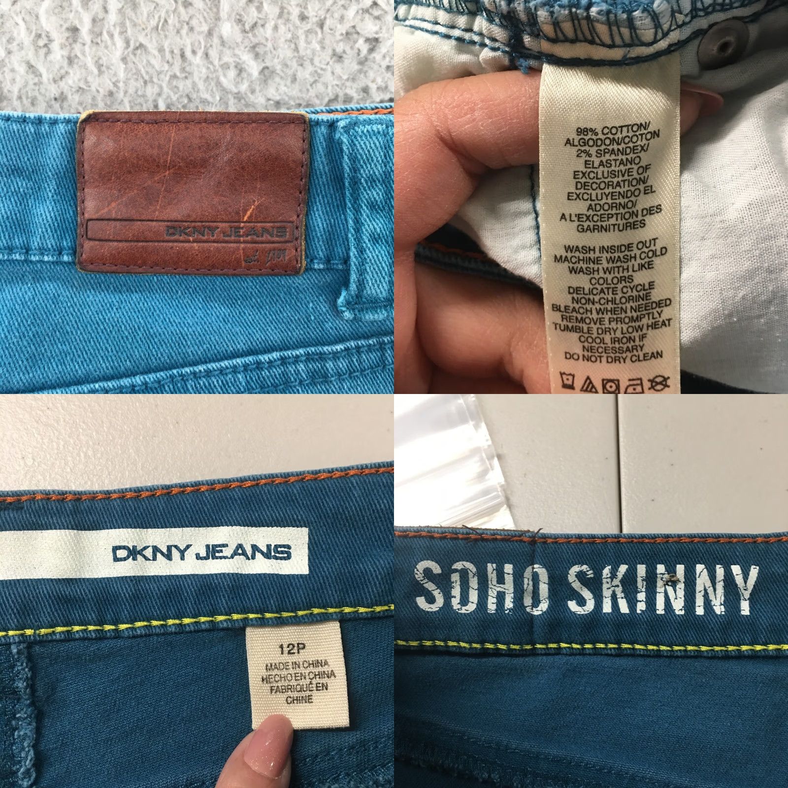 DKNY DKNY Soho Skinny Jeans Womens 12P Petite Blue Denim Mid Rise Zip Fly Casual Jeans Size 34" / US 12 / IT 48 - 9 Thumbnail