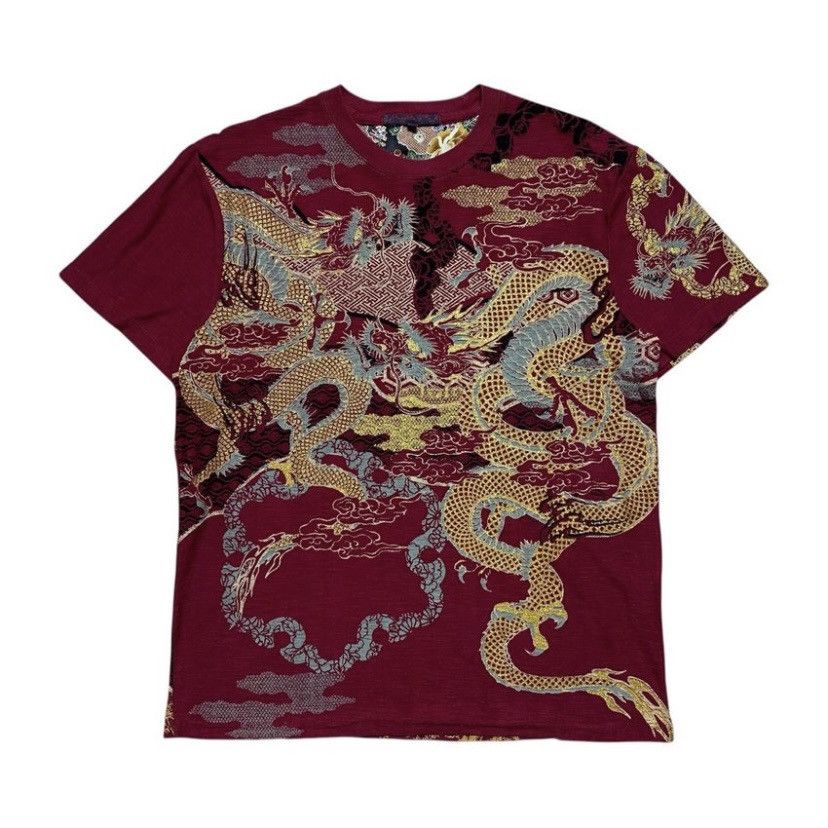 Karakuri Tamashii BULLET NOISE TWIN RYU JAPANESE CLASSIC SCRIPT T-SHIRT MAROON Size US L / EU 52-54 / 3 - 1 Thumbnail