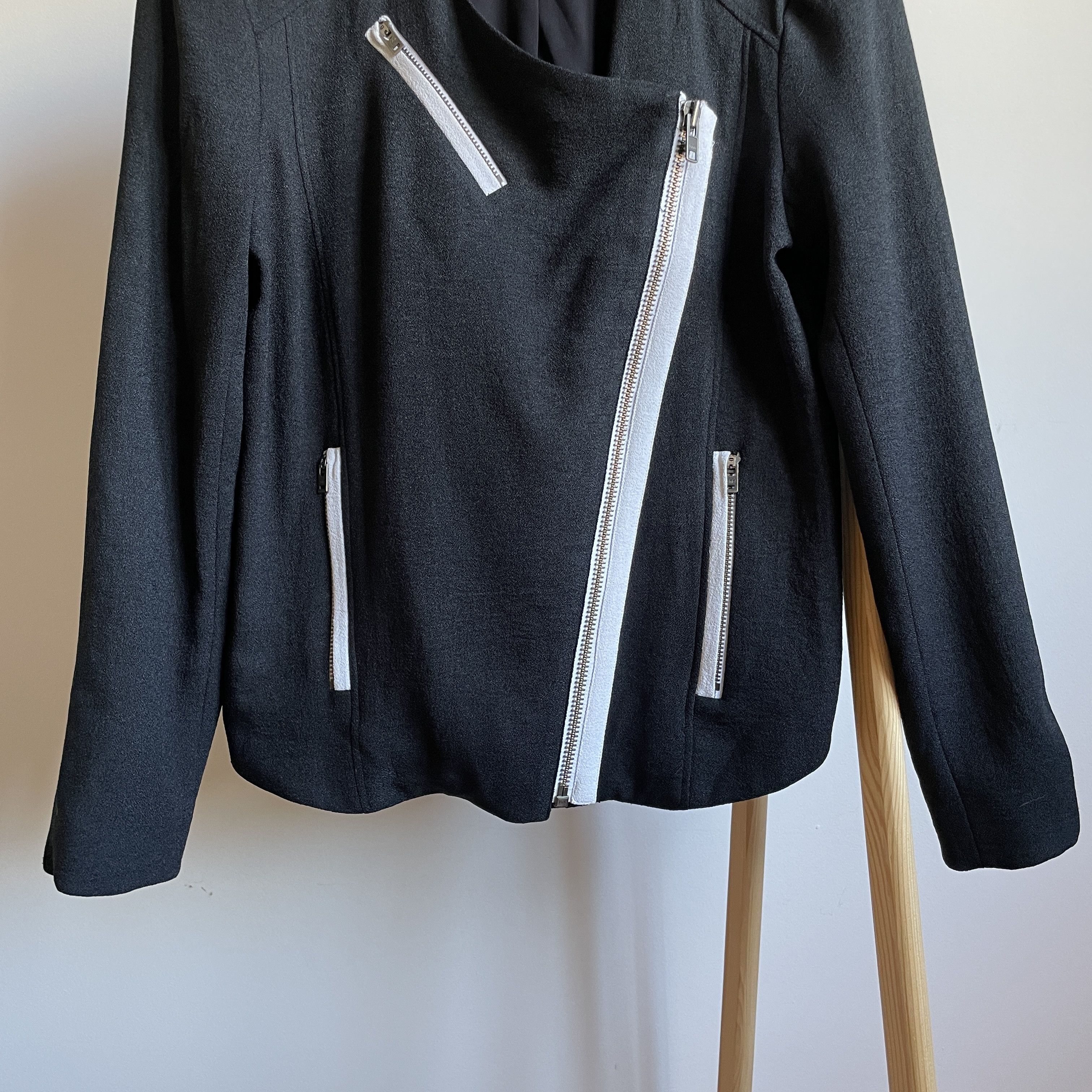 Helmut Lang Helmut Lang Womens Collarless Moto Asymmetrical Zip Jacket Size S / US 4 / IT 40 - 8 Thumbnail