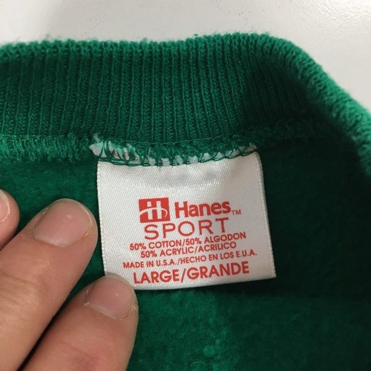 Hanes 80's Hanes Sport Green RAGLAN 50/50 Chore Work Sweatshirt Size US L / EU 52-54 / 3 - 3 Thumbnail