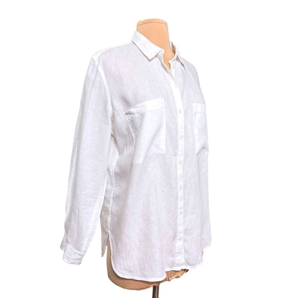 Boden Boden Linen Button Up Shirt White 8 Petite Top Blouse Classi Size M / US 6-8 / IT 42-44 - 7 Thumbnail