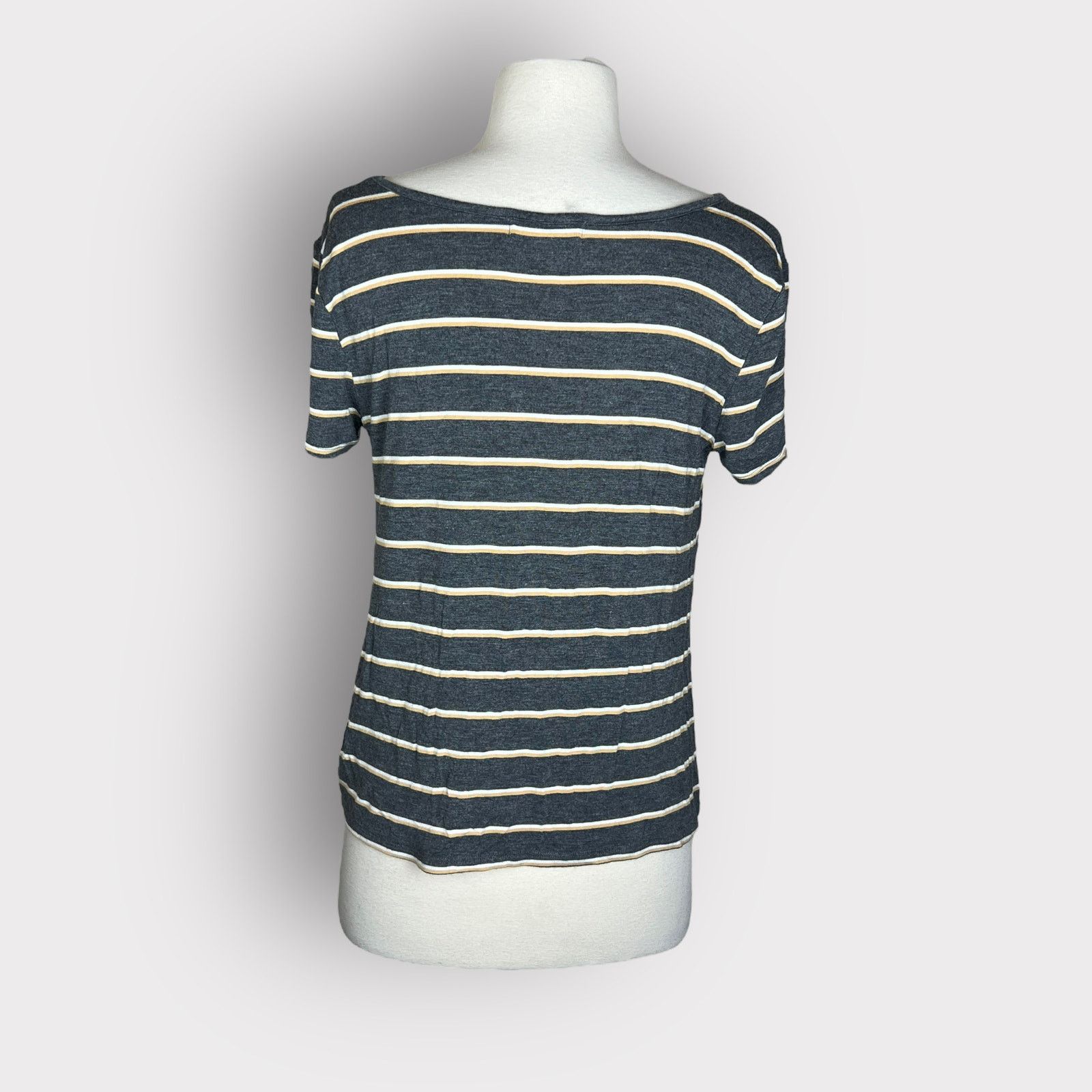 Vintage Pink Rose Retro Striped Twist Knot Tee | Medium Size M / US 6-8 / IT 42-44 - 3 Thumbnail