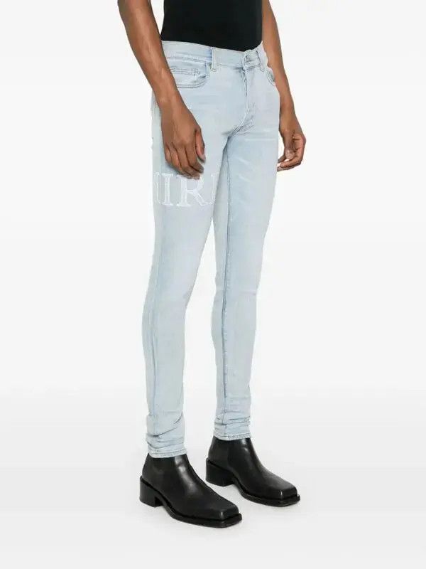 Amiri o1orln0326 Bandana-Jacquard Logo-Appliqué Jeans in Blue Size US 32 / EU 48 - 3 Thumbnail