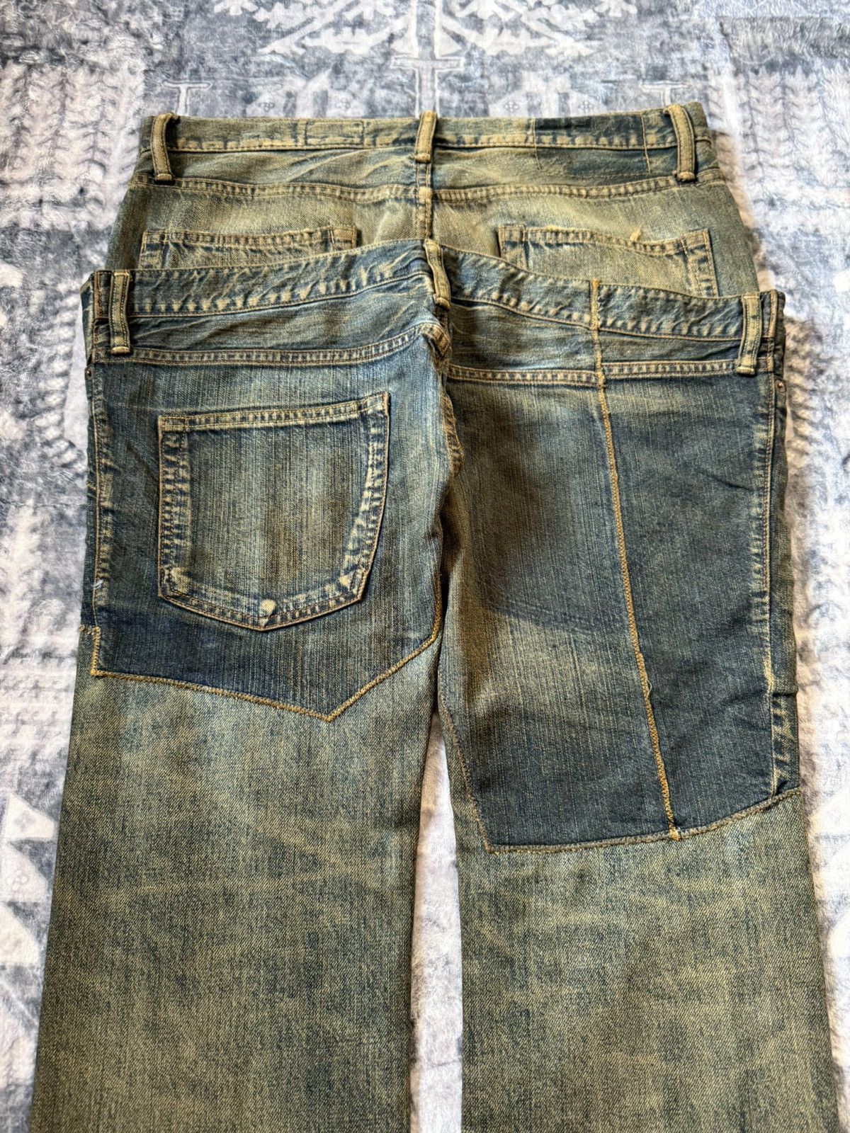 Le Grande Bleu (L.G.B.) Antgauge Japan Asymmetrical Cut & Sew Mud Wash Jeans Size US 32 / EU 48 - 4 Thumbnail