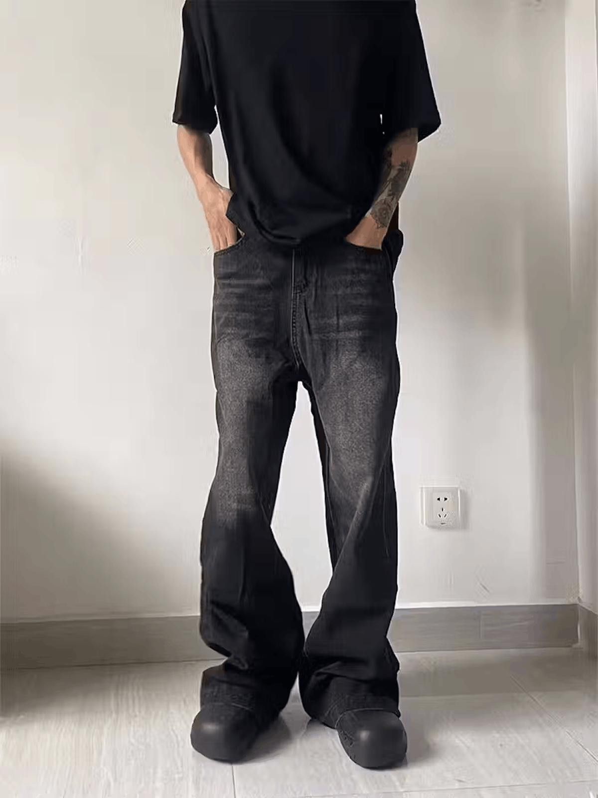 Jean × Vintage Black Washed Wide-Leg Jeans Size US 33 - 1 Thumbnail