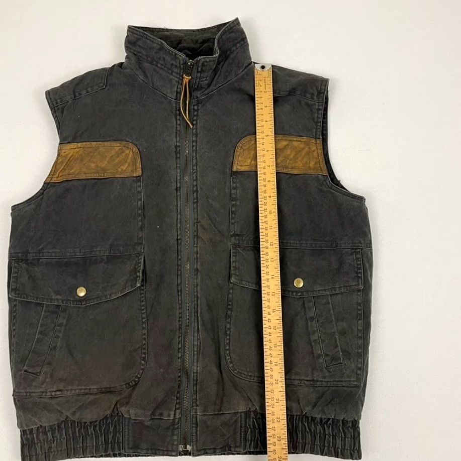 Vintage Woodland Vest Adult Mens Medium Gray Canvas Leather Trim Workwear Barn Chore 90s Size US M / EU 48-50 / 2 - 4 Thumbnail