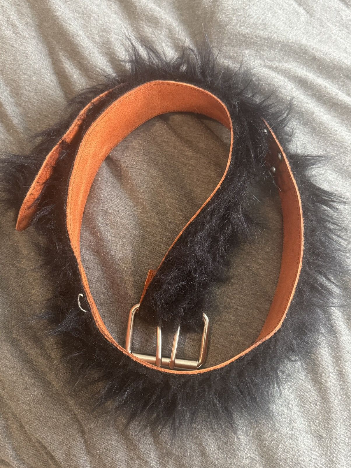 Other Black Fur Grommet Belt Size ONE SIZE - 1 Preview