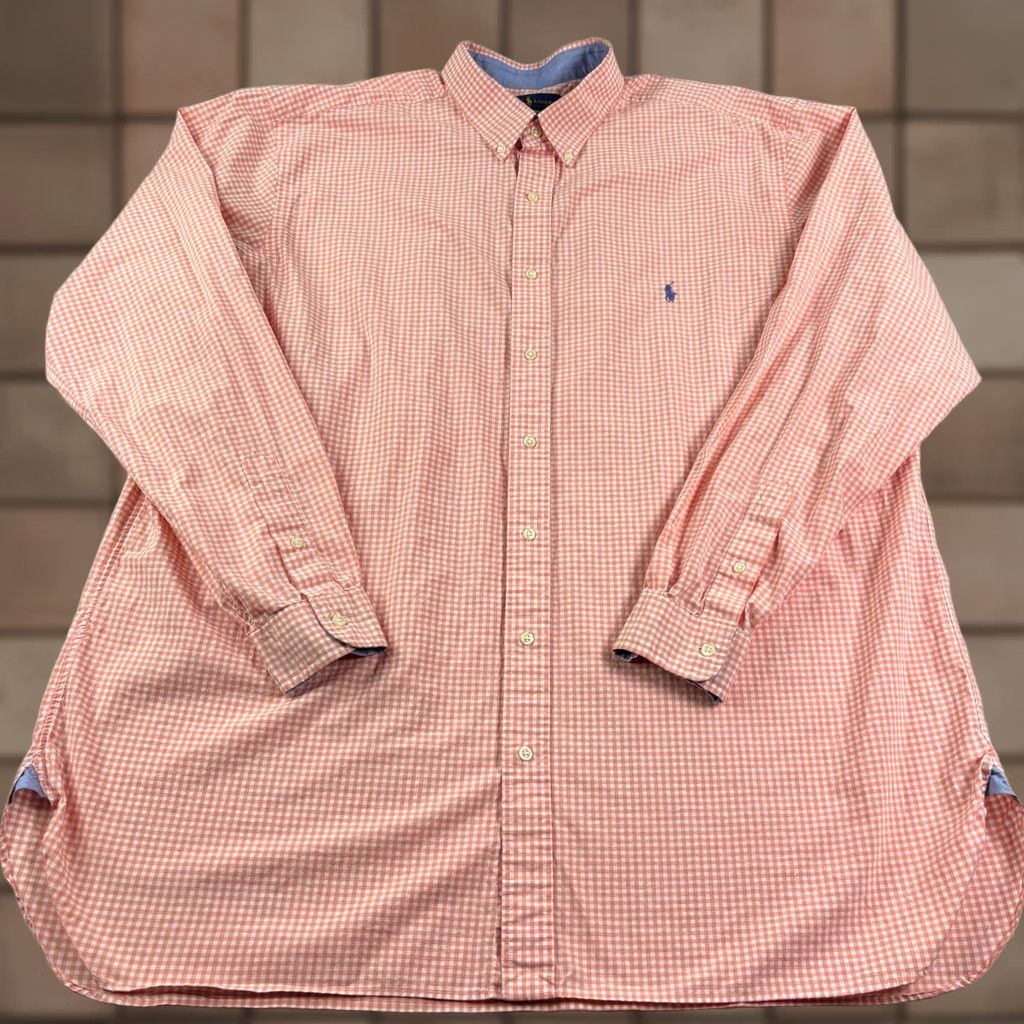 Polo Ralph Lauren Polo Ralph Lauren Button Up Shirt Mens 2XLT Tall Pink Gingham Check Stretch Size US XXL / EU 58 / 5 - 1 Thumbnail
