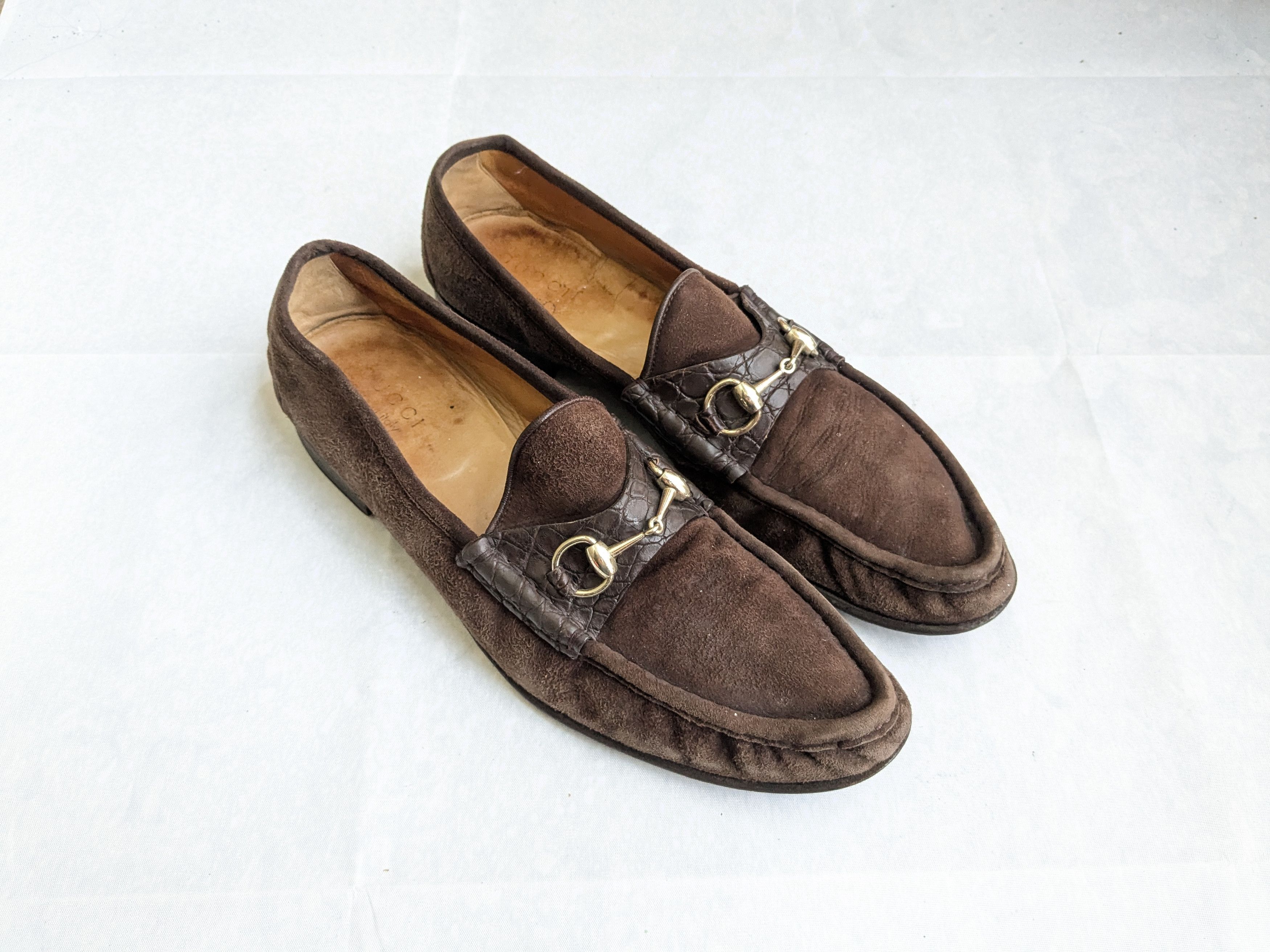 Gucci Horsebit Loafers Brown Suede Leather 11.5 D