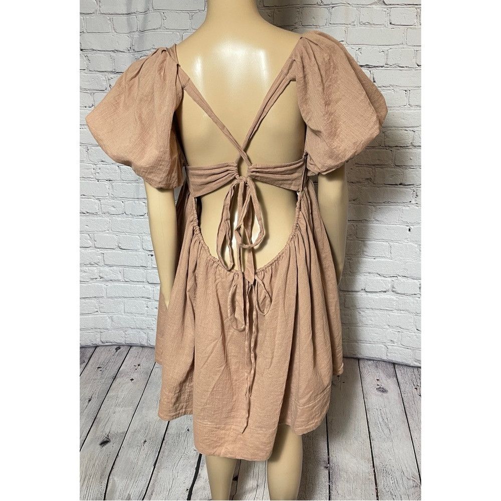 Free People NWT New Free People Marina Mini Light Brown Cotton Dress Si Size L / US 10 / IT 46 - 5 Thumbnail