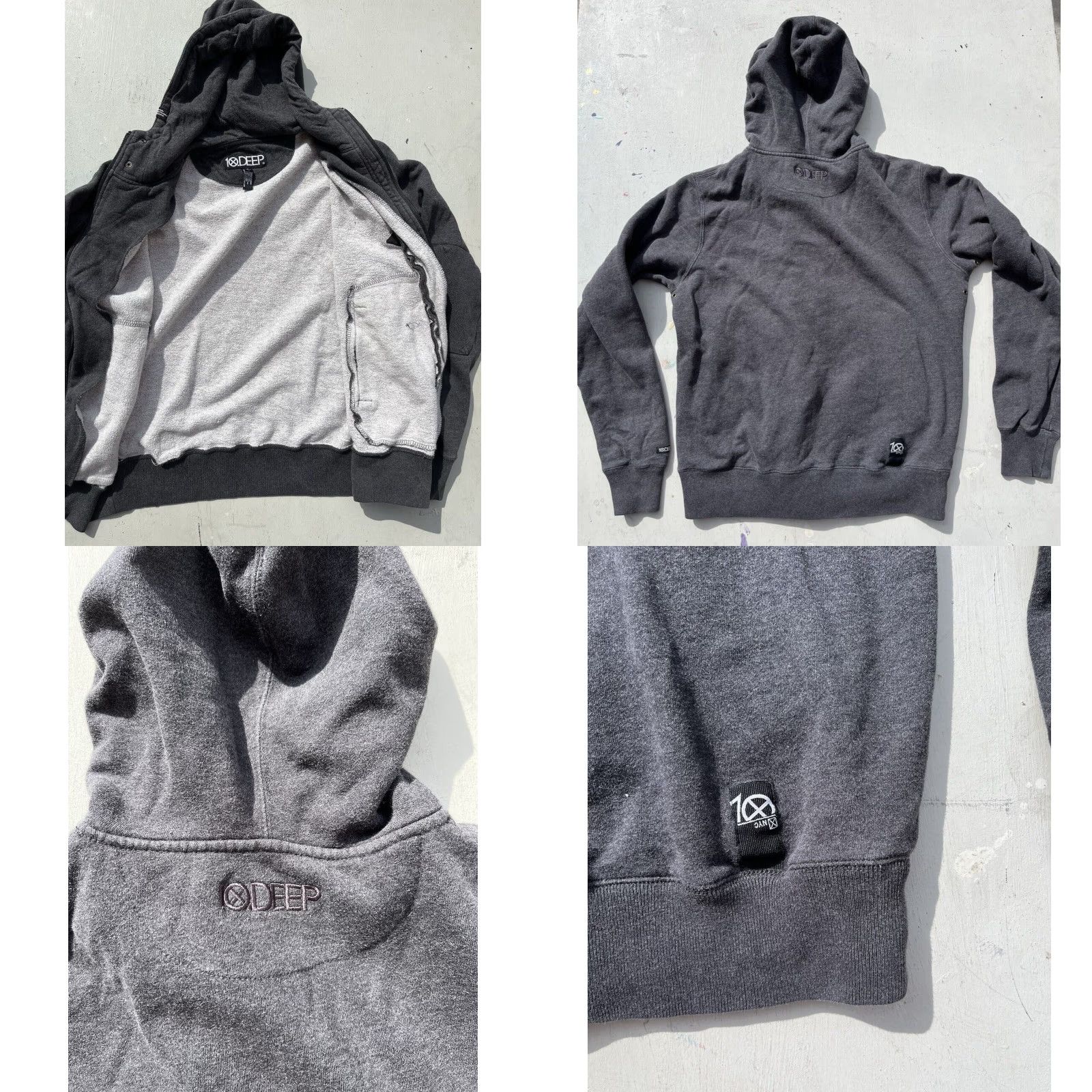 Vintage VINTAGE 10.Deep Hoodie Women Gray S Y2K Hip Hop City Heavyweight Toggle 100% Cotton Full Zip Logo Zipper Regular Lined Hooded Size L / US 10 / IT 46 - 9 Thumbnail