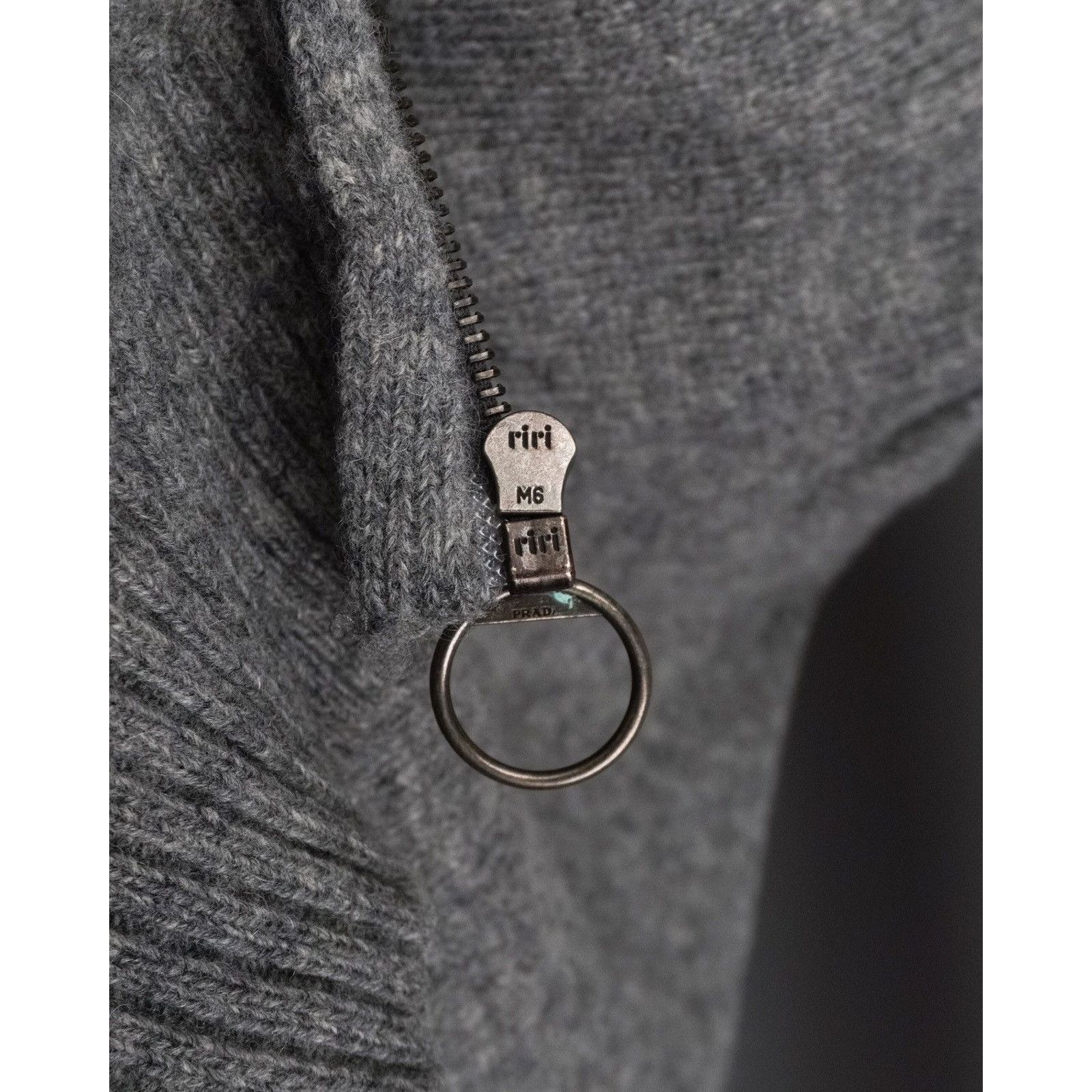 Prada Vintage prada grey knit wool zip logo sweater Size US S / EU 44-46 / 1 - 8 Thumbnail