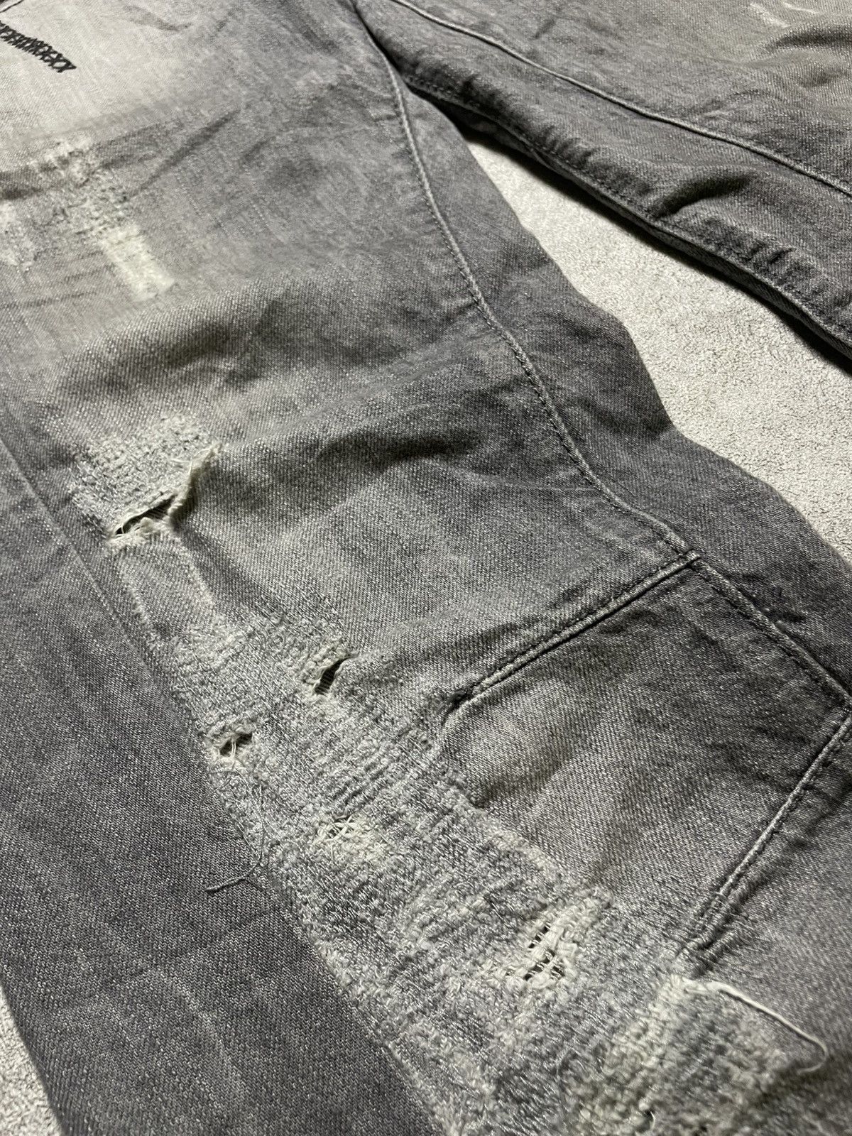 If Six Was Nine RNT23 Skull Destroyed glam denim w/ twisted seams & raw edge Size US 36 / EU 52 - 7 Thumbnail