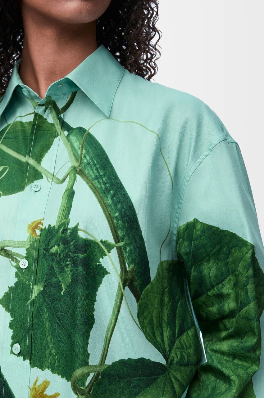 Loewe o1loc1c0525 Shirt In Cotton And Silk in Blue/Green Size L / US 10 / IT 46 - 5 Thumbnail