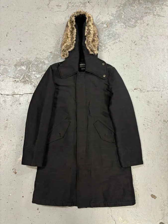 Emporio Armani AW2013 Emporio Armani Hooded Long Black Jacket Size US S / EU 44-46 / 1 - 5 Thumbnail
