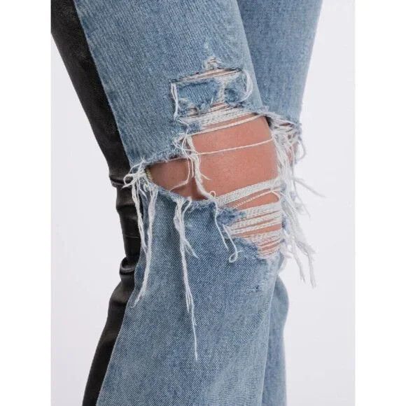 Amiri Amiri The Webster Leather Denim Crop Flare Jeans 26 40 Women Size 26" / US 2 / IT 38 - 13 Thumbnail