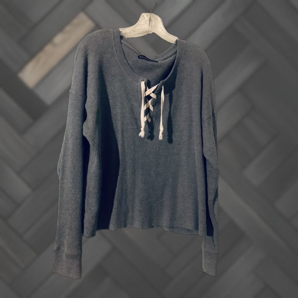 Abercrombie & Fitch Abercrombie & Fitch Women's Open Knit Sweater Size L Grey Long Sleeve Pullover Size L / US 10 / IT 46 - 1 Thumbnail