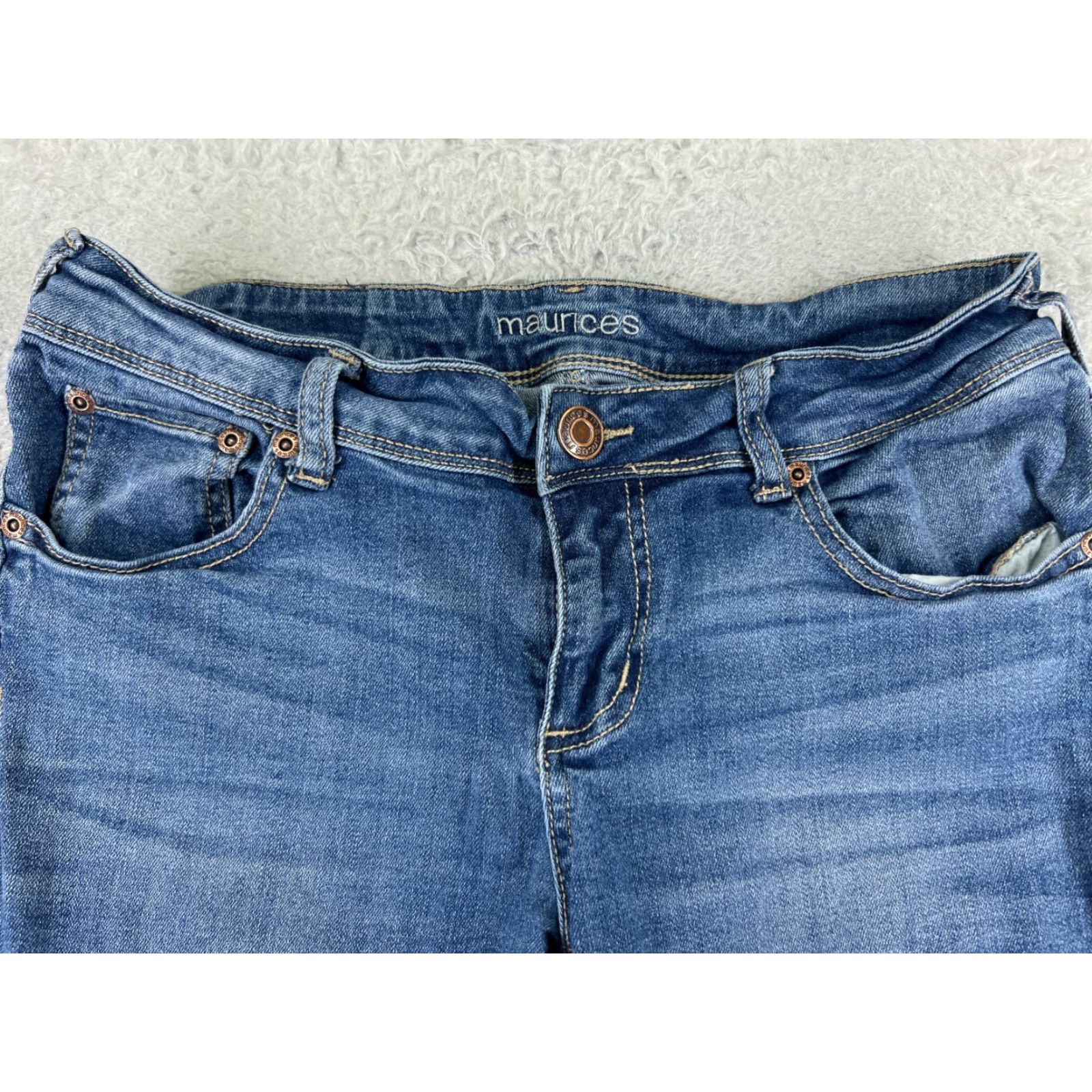 Vintage Maurices Jeans Womens 8 Blue Denim Cotton Bootcut Embroidered Western 5-Pocket Regular Mid Rise Stretch Size 30" / US 8 / IT 44 - 4 Thumbnail