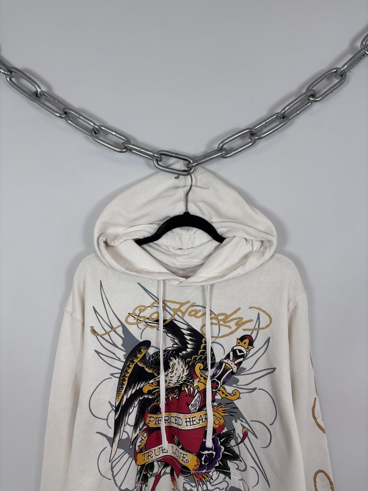 Ed Hardy Ed Hardy NWT Men’s Ivory True Love Tattoo Heart Hoodie Size US XL / EU 56 / 4 - 3 Thumbnail