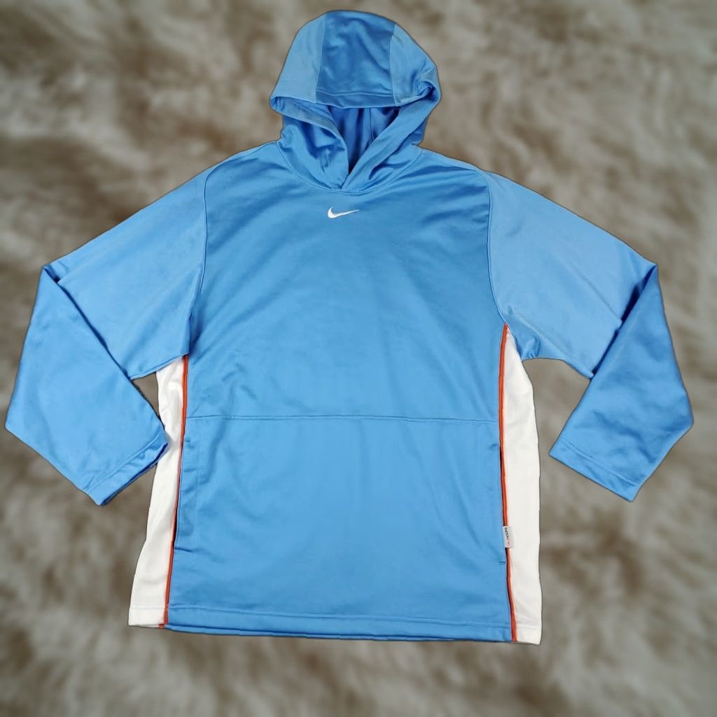 Nike VINTAGE Nike Hoodie Mens Large Blue Nike Sweatshirt Hoodie Lightweight Swoosh Logo All Seasons Hooded Pockets Mens Size US L / EU 52-54 / 3 - 1 Thumbnail