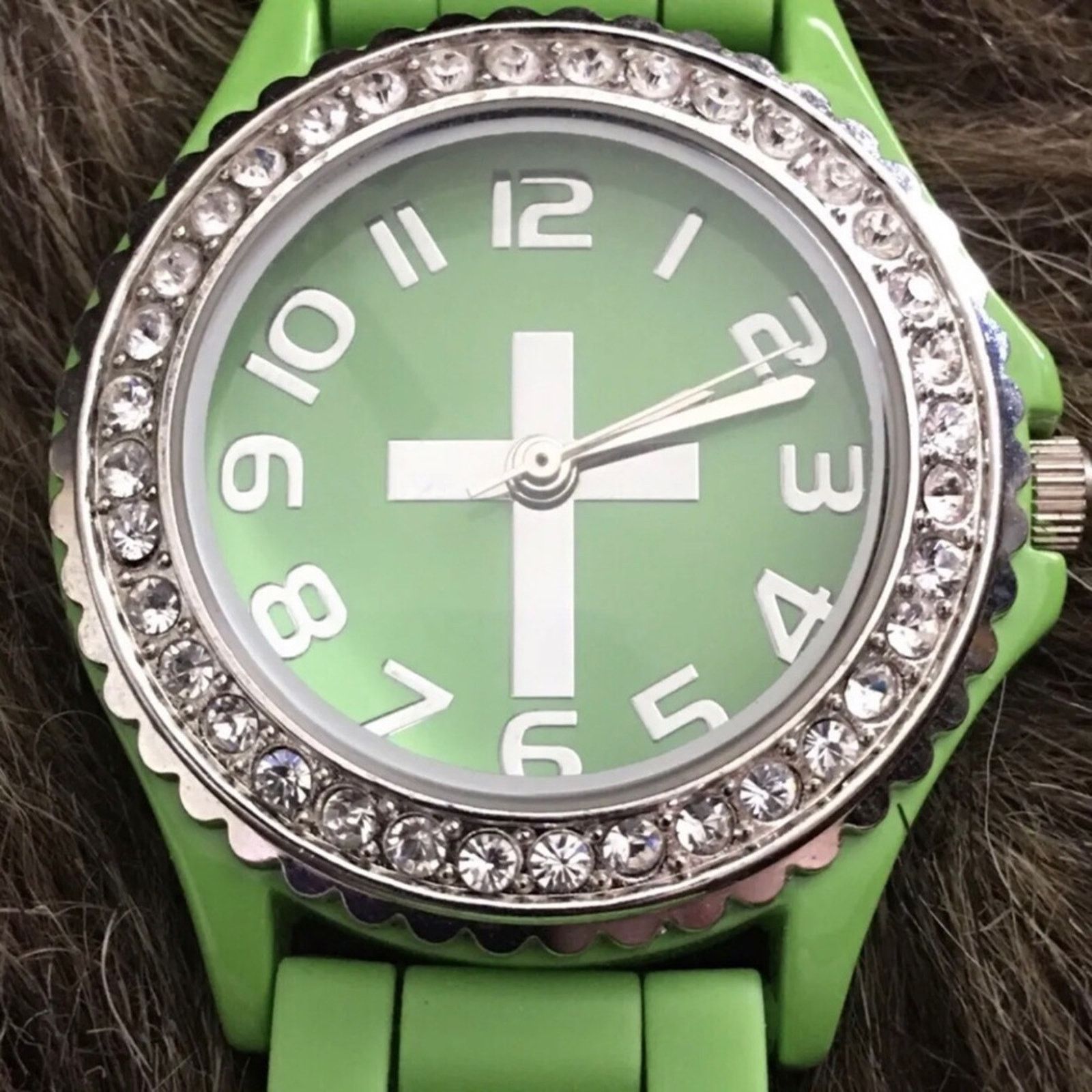 Geneva Ladies Geneva Platinum green silicone band watch Size ONE SIZE - 7 Thumbnail