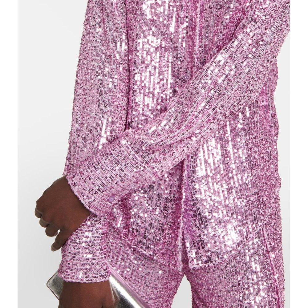 Tom Ford o1loc1c0924 CA3204 Liquid Sequins Shirt in Pink Size XS / US 0-2 / IT 36-38 - 4 Thumbnail