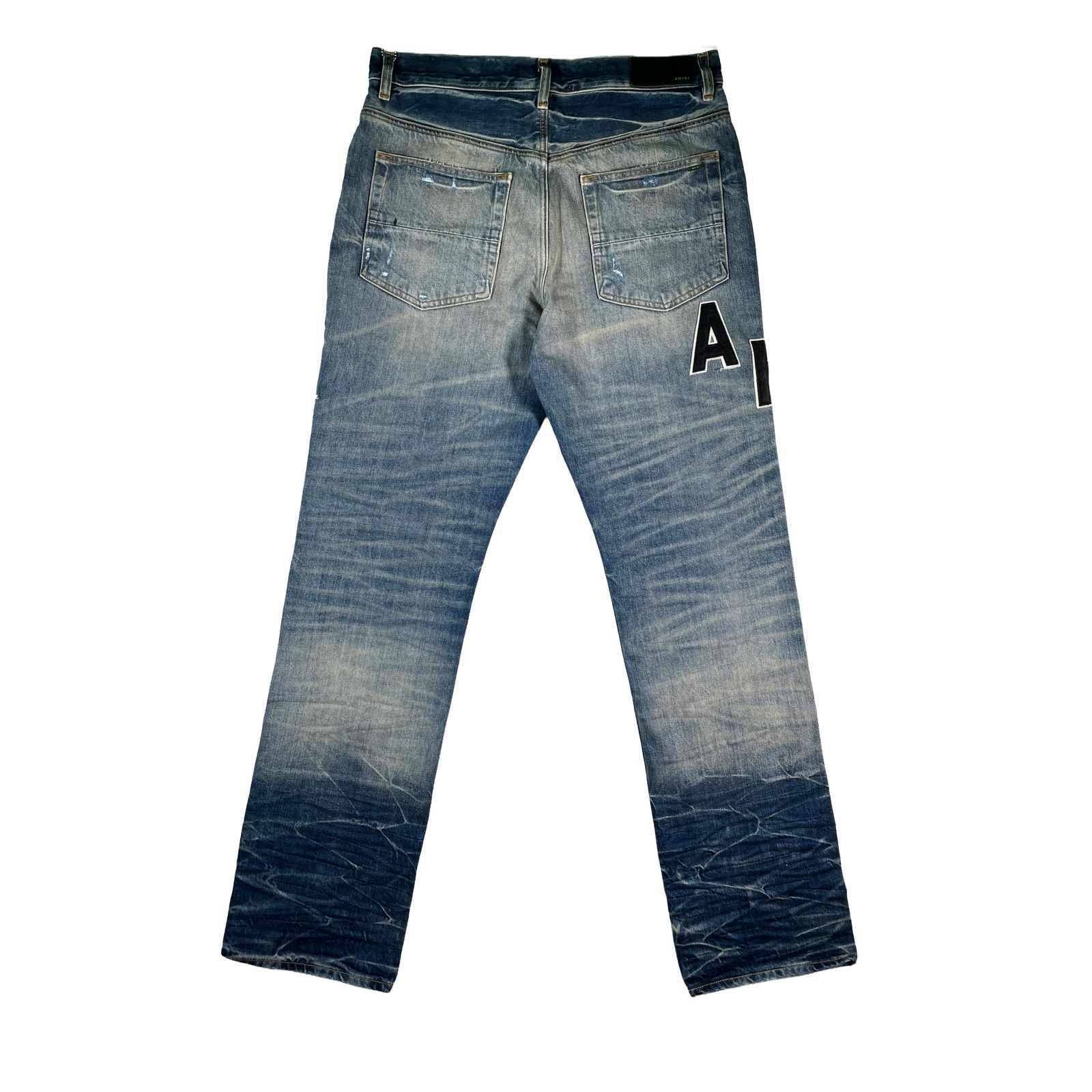 Amiri Amiri Vintage Indigo Hockey Logo Light Wash & Grey Jeans Size US 32 / EU 48 - 2 Thumbnail