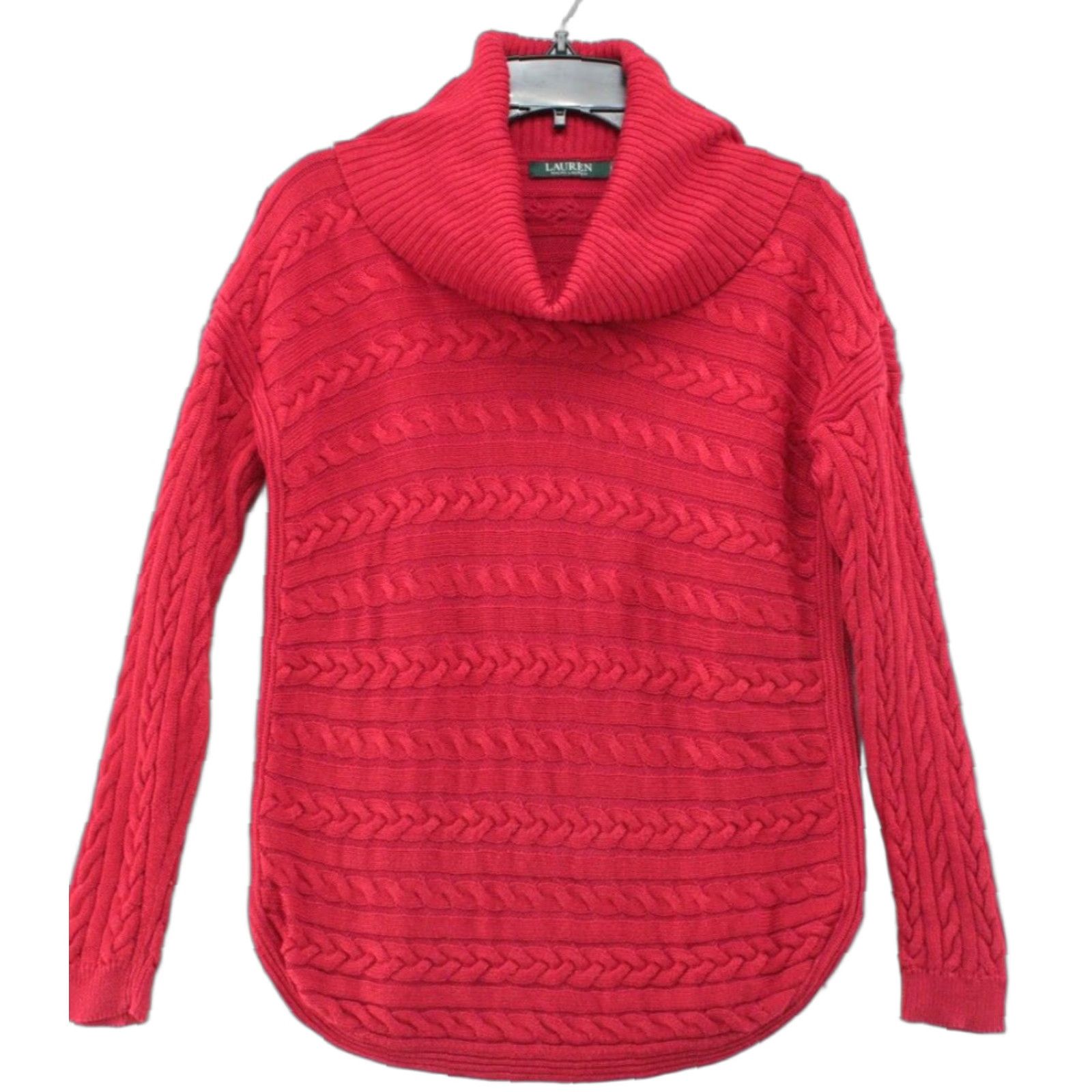 Ralph Lauren Lauren Ralph Lauren Sweater Women's Medium Red Cable Knit Cowl Neck Ribbed Cozy Size M / US 6-8 / IT 42-44 - 1 Thumbnail