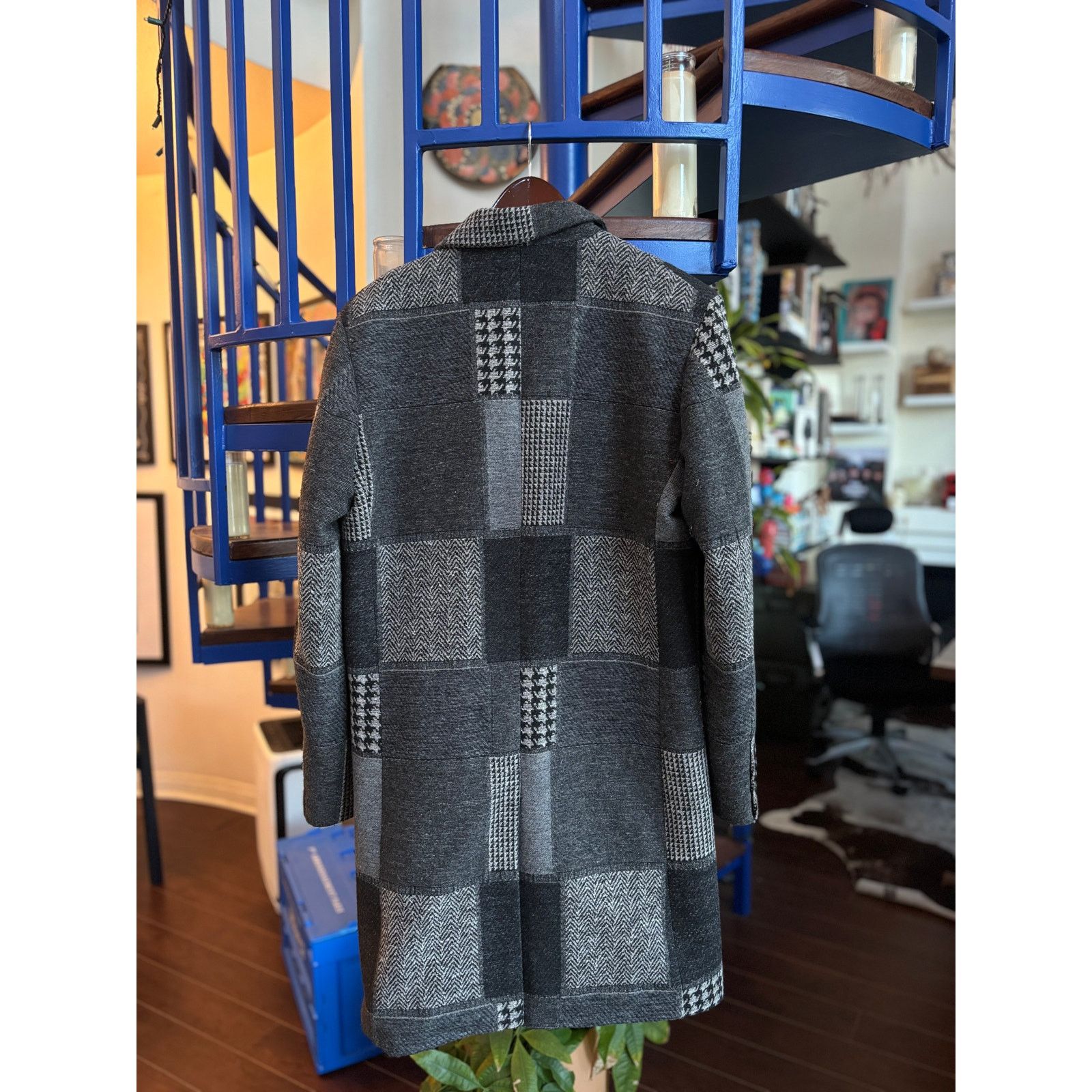 Other VÂNT Grey Patchwork Double Breasted Coat Size L (52) Size US L / EU 52-54 / 3 - 2 Thumbnail