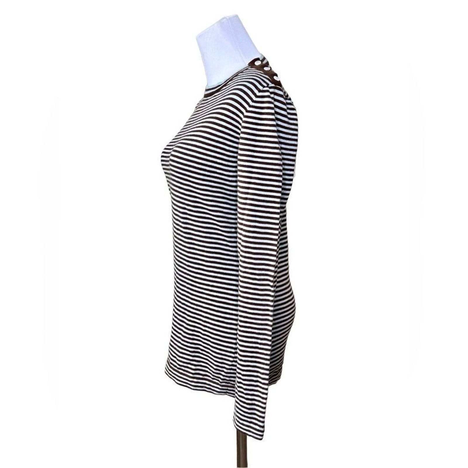 Other Tyler Böe Silk Blend Blue Brown Rib Sweater SMALL $229 Size S / US 4 / IT 40 - 3 Thumbnail