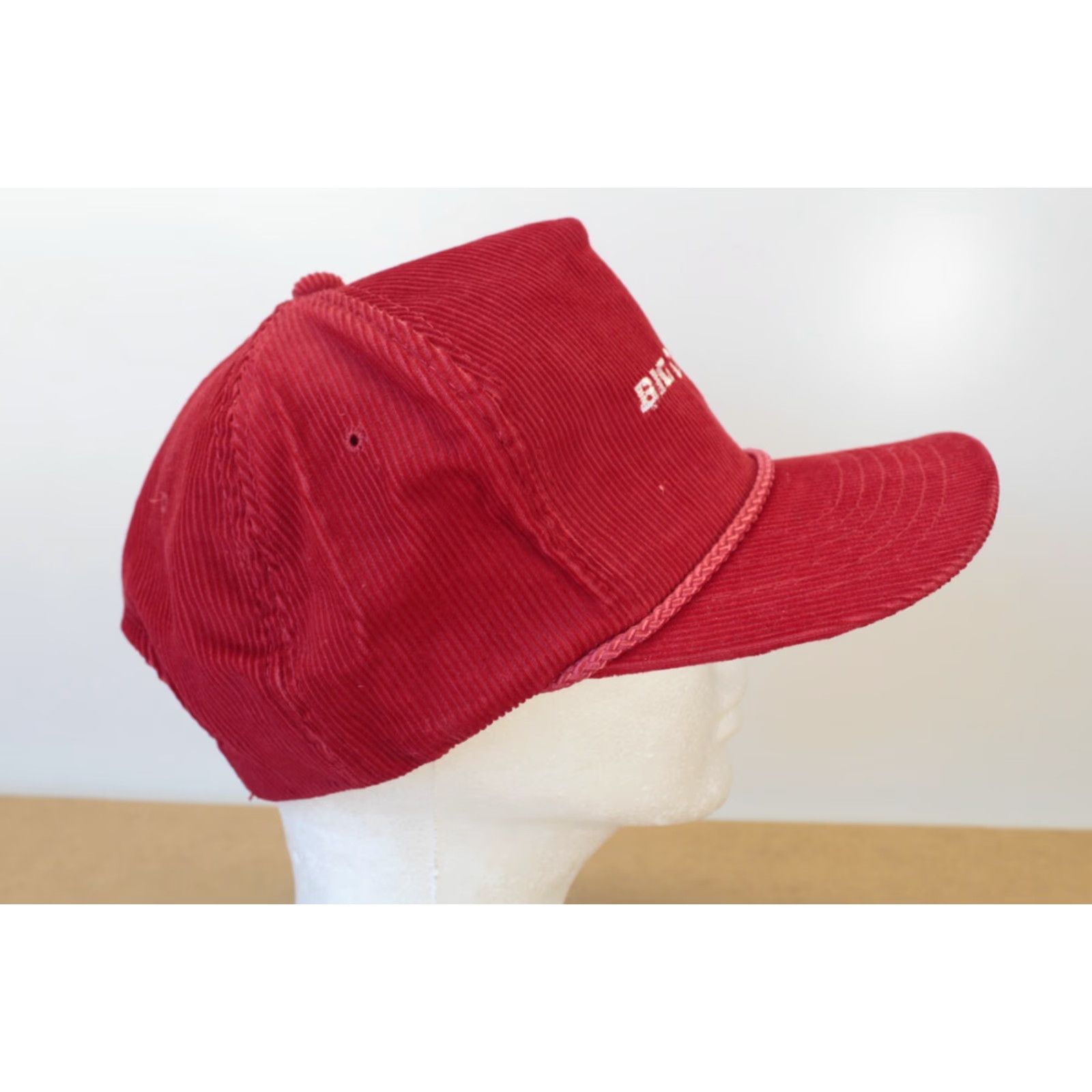 Vintage VINTAGE Headliners Trucker Hat Corduroy Red 80's Mechanic Workwear Adjustable Hat Mens/Adults Size ONE SIZE - 2 Thumbnail