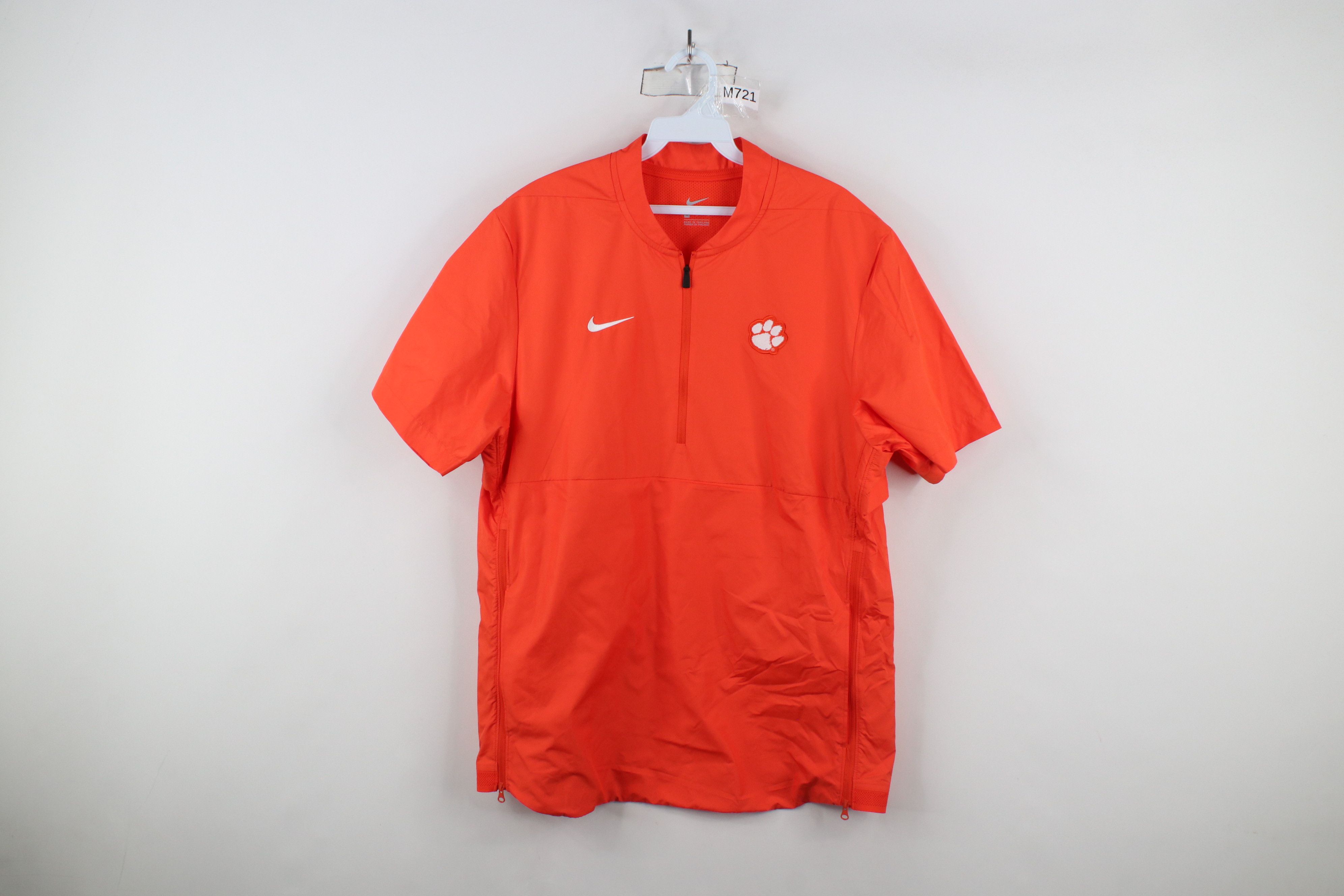 Nike × Vintage Nike University Football Short Sleeve Half Zip Jacket Orange Size US M / EU 48-50 / 2 - 1 Thumbnail