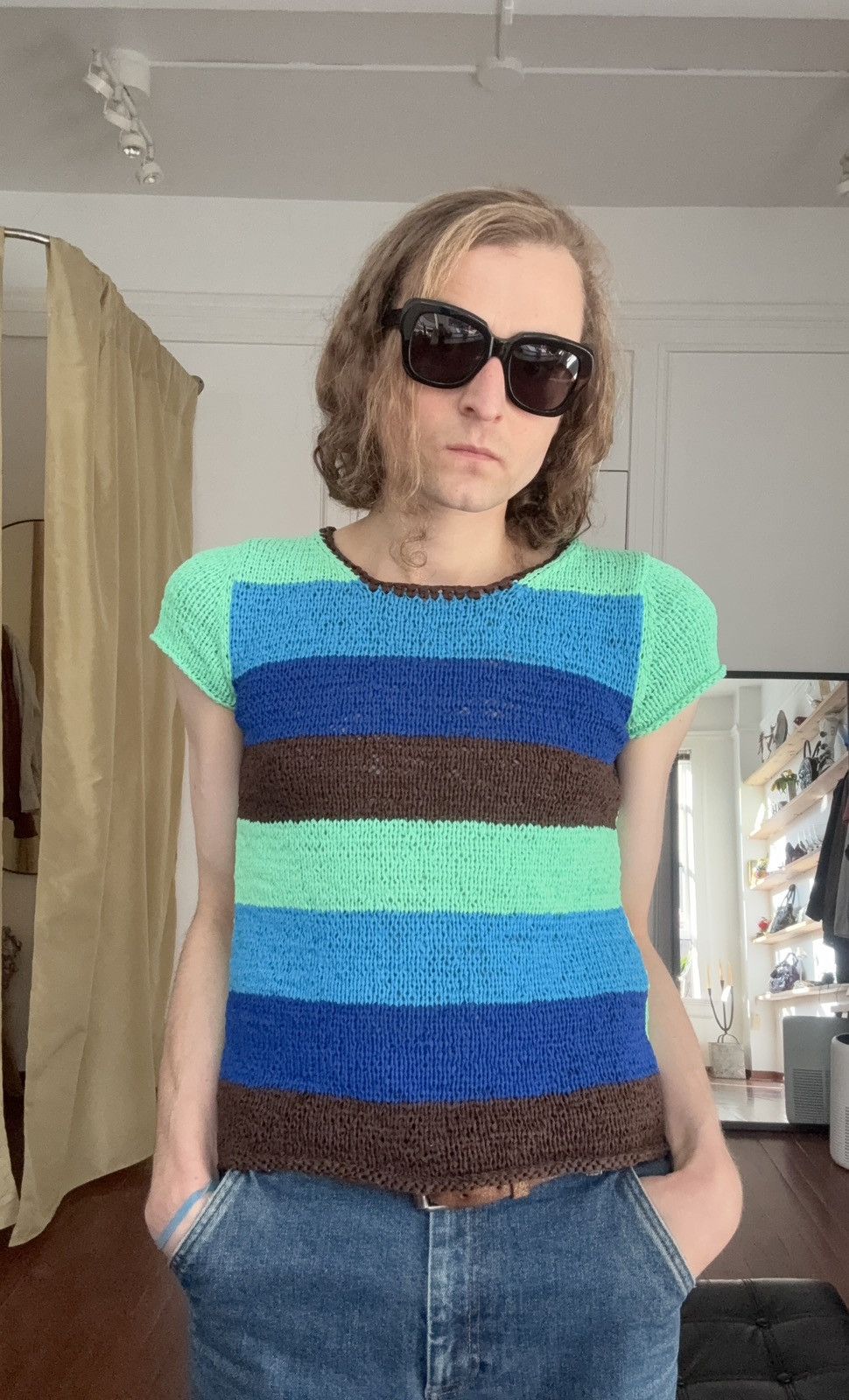 Pleats Please Issey Miyake Pleats Pleats Striped Crotchet Knit Short Sleeve Top Size M / US 6-8 / IT 42-44 - 12 Thumbnail