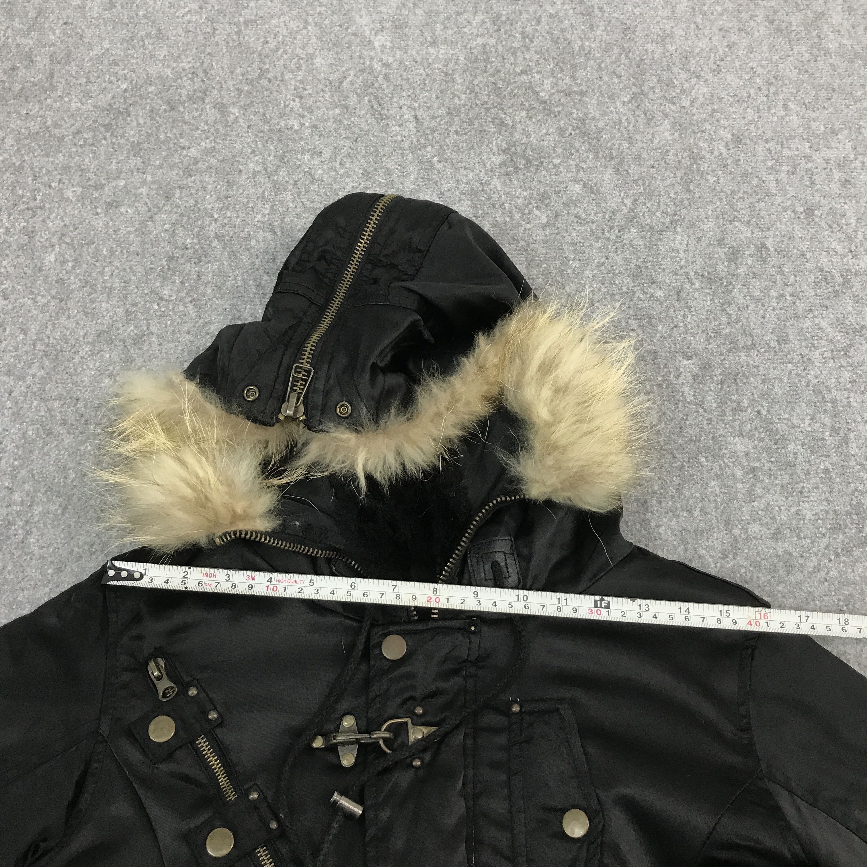 MIDAS PUNK BOMBER ZIP BONDAGE FUR HOODIES JACKET