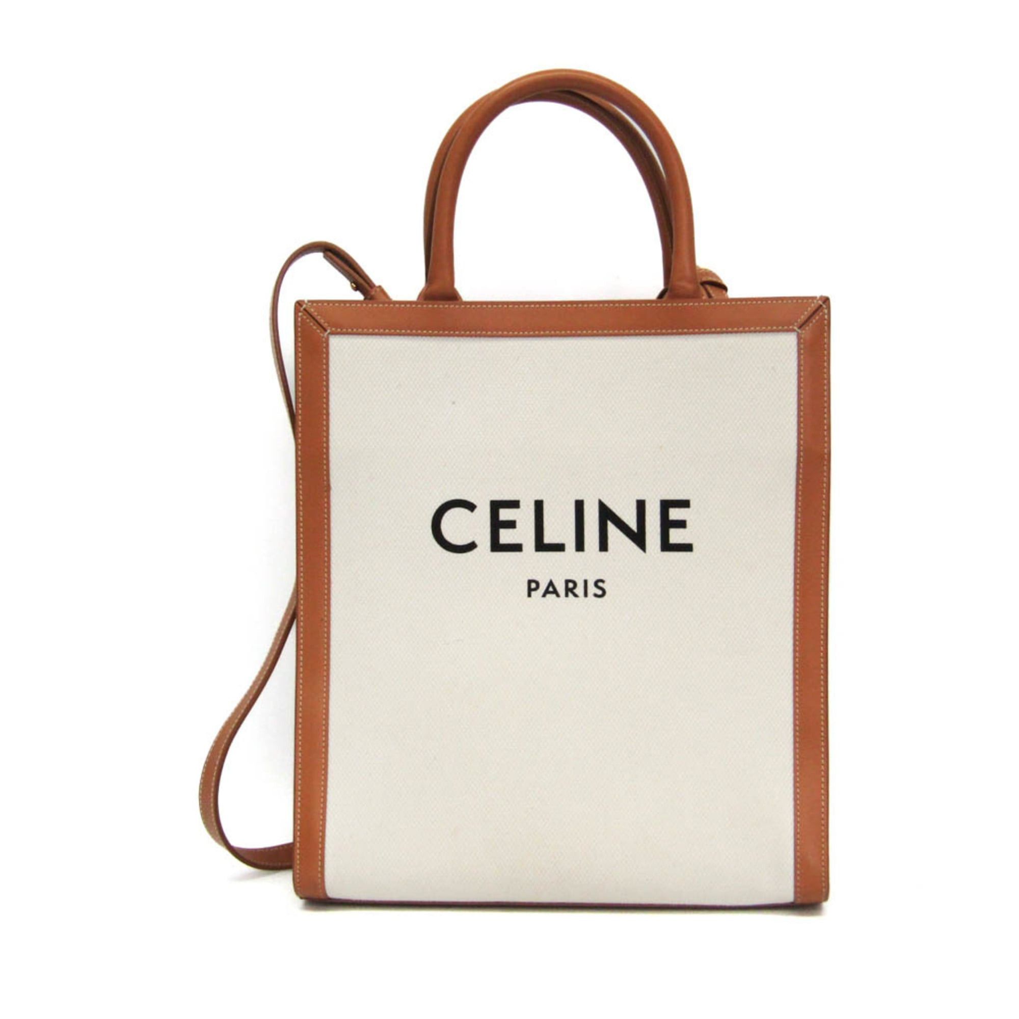 Celine Celine Small Vertical Cabas 192082BNZ.02NT Women's Canvas,Leather Handbag,Shoulder Bag,Tote Bag Camel,Off-white Size ONE SIZE - 1 Thumbnail