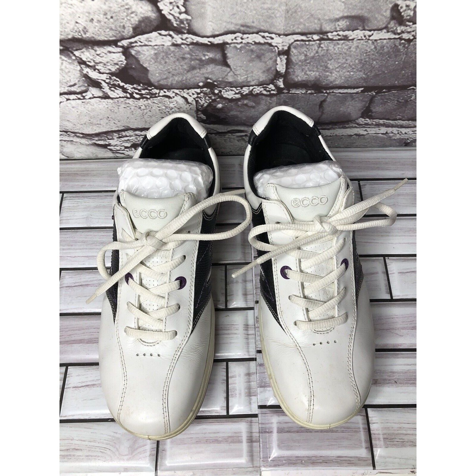 Ecco Ecco Gore Tex White Leather Black Purple Cleats Golf Shoes W Size US 6.5 / IT 36.5 - 11 Thumbnail