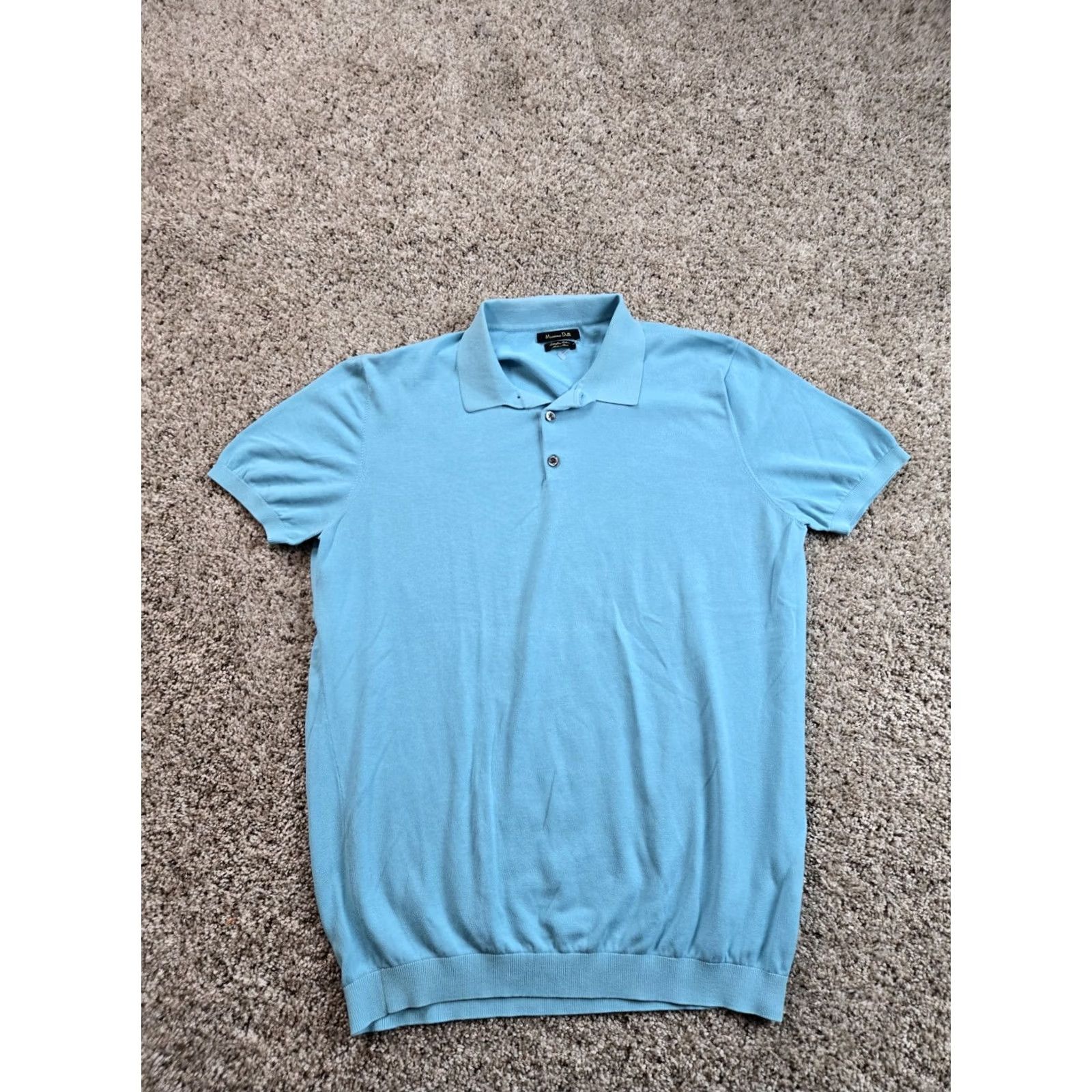 Massimo Dutti Massimo Dutti Polo Shirt Mens XL Blue Knit Short Sleeve Pullover Cotton Size US XL / EU 56 / 4 - 2 Thumbnail