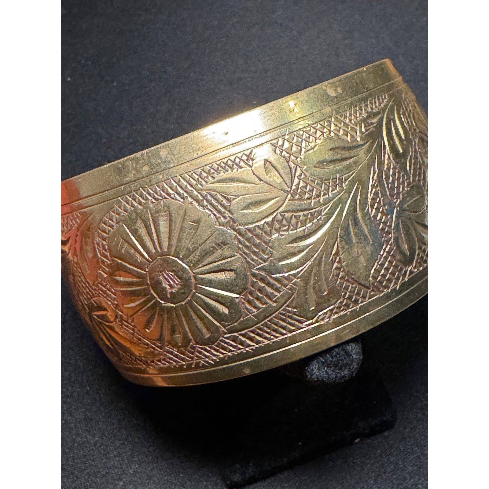 Other Brass Cuff Bracelet Intricate Flower Design 8.5in Size ONE SIZE - 6 Thumbnail