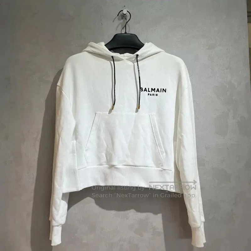 Balmain Balmain White Cotton Women's Hoodie . Size S / US 4 / IT 40 - 1 Thumbnail