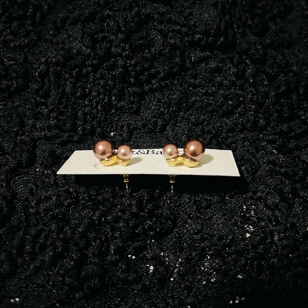 Designer Croft & Barrow Brown Pearl Stud Earrings Size ONE SIZE - 2 Thumbnail
