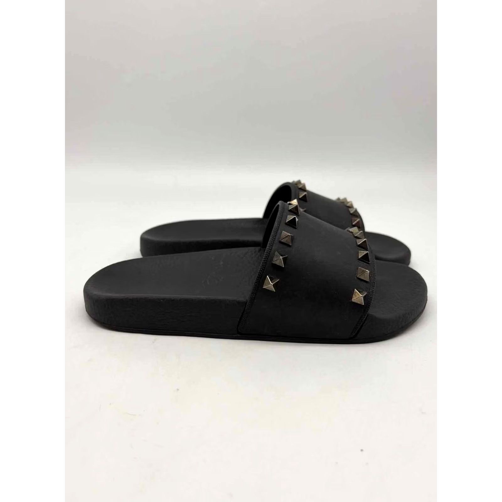 Valentino Valentino Black Size 37 Rockstud Slide Flats Size US 7 / IT 37 - 4 Thumbnail