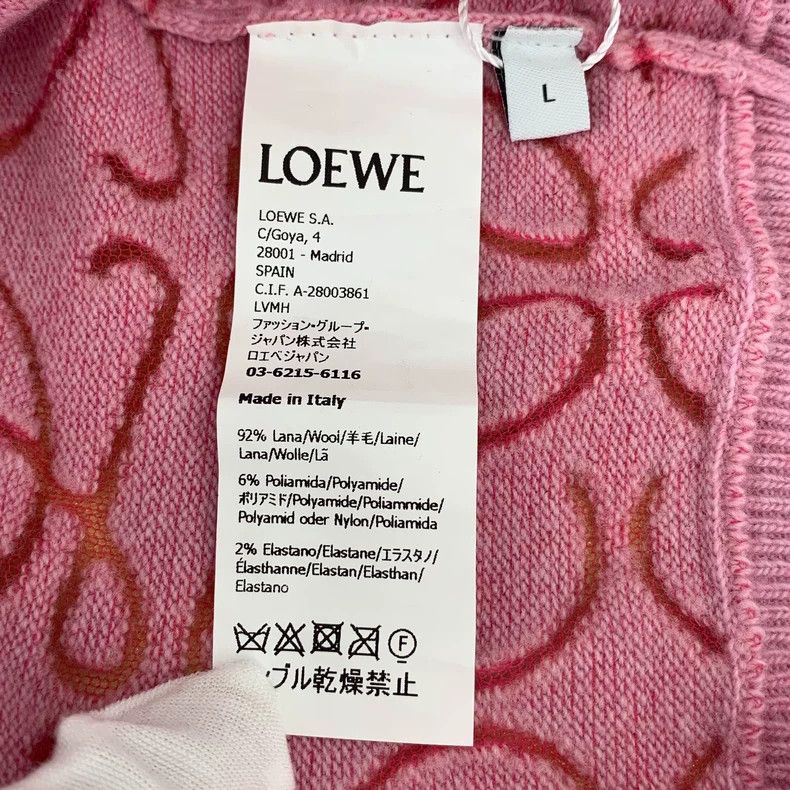 Loewe Loewe Pink logo jacquard full print wool round neck long s Size L / US 10 / IT 46 - 6 Thumbnail