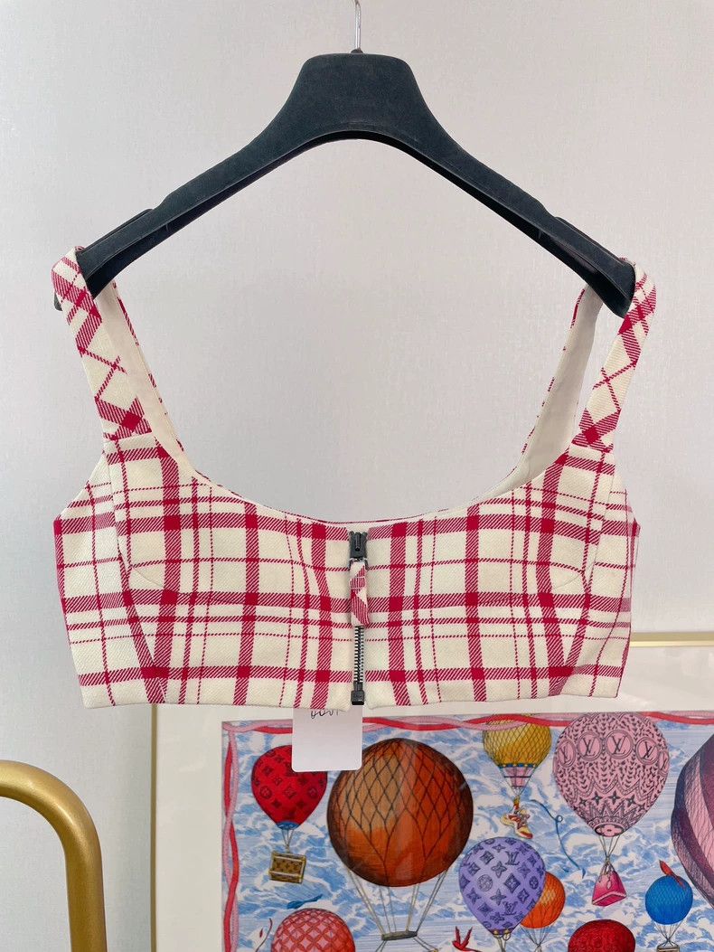 Dior Dior Pink plaid wool suspenders Size XS / US 0-2 / IT 36-38 - 2 Thumbnail