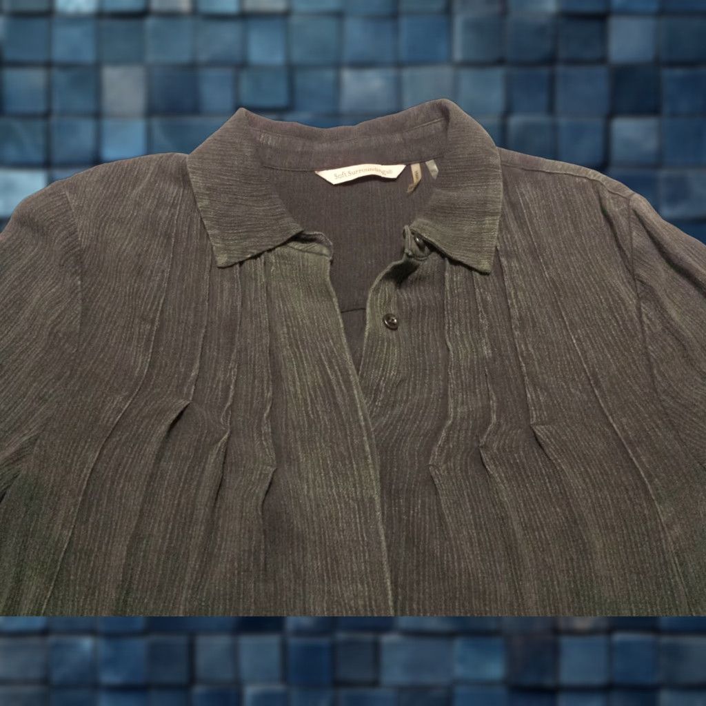 Soft Surroundings Soft Surroundings Womens PXS Tunic Shirt L/S Button-Front Solid Gray Rayon Womens Size XS / US 0-2 / IT 36-38 - 1 Thumbnail