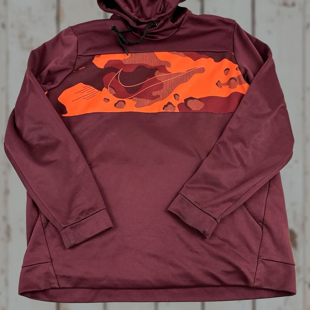 Nike Nike Hoodie Mens XL Burgundy Camo Print Pullover Training BV2778 Kangaroo Pocket Size US XL / EU 56 / 4 - 1 Thumbnail