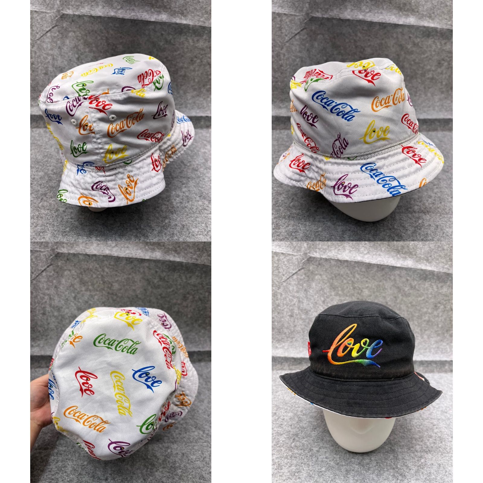 Vintage Coca Cola Hat Cap Strap Back Adult Rainbow AOP Cotton Love Pride Reversible Size ONE SIZE - 8 Thumbnail
