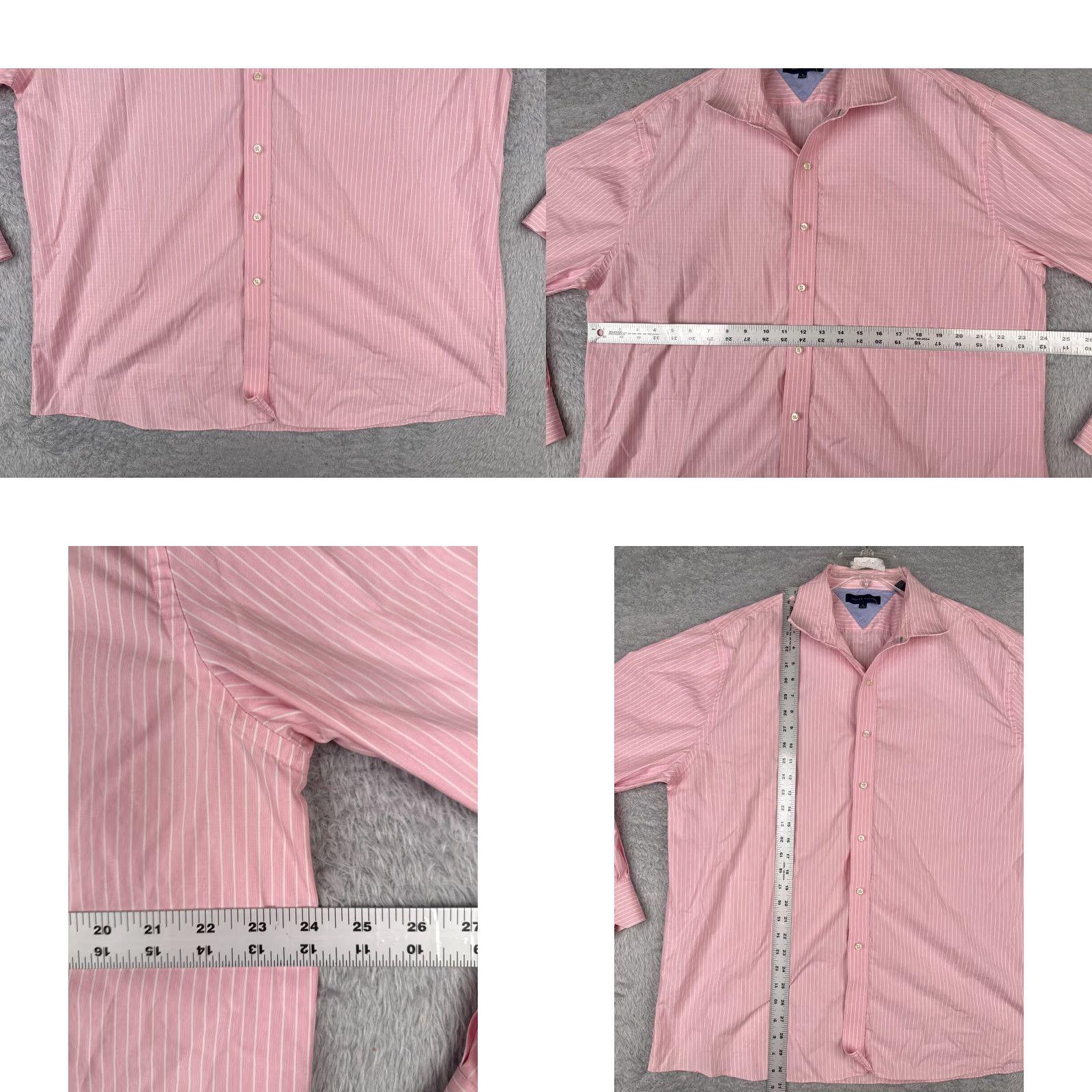 Tommy Hilfiger Tommy Hilfiger Shirt Men 18 Pink Pinstripe 100% Cotton Button Up Long Sleeve Size US XXL / EU 58 / 5 - 8 Thumbnail