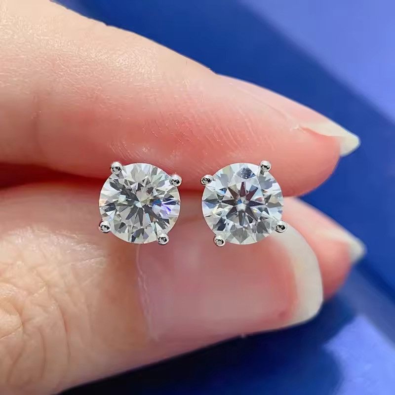 Sterling Silver 925 silver moissanite 0.5 carat earrings (5 mm) Size ONE SIZE - 4 Thumbnail