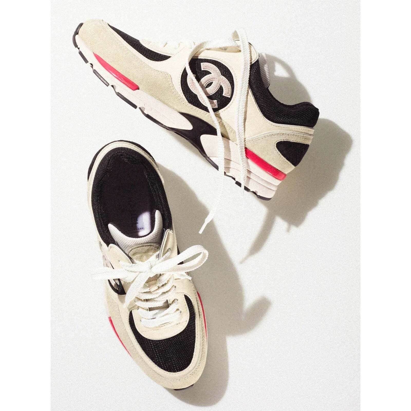 Chanel Chanel 22S Ivory Red Mesh CC Logo Tie Flat Runner Sneaker 41 Size US 11 / IT 41 - 8 Thumbnail