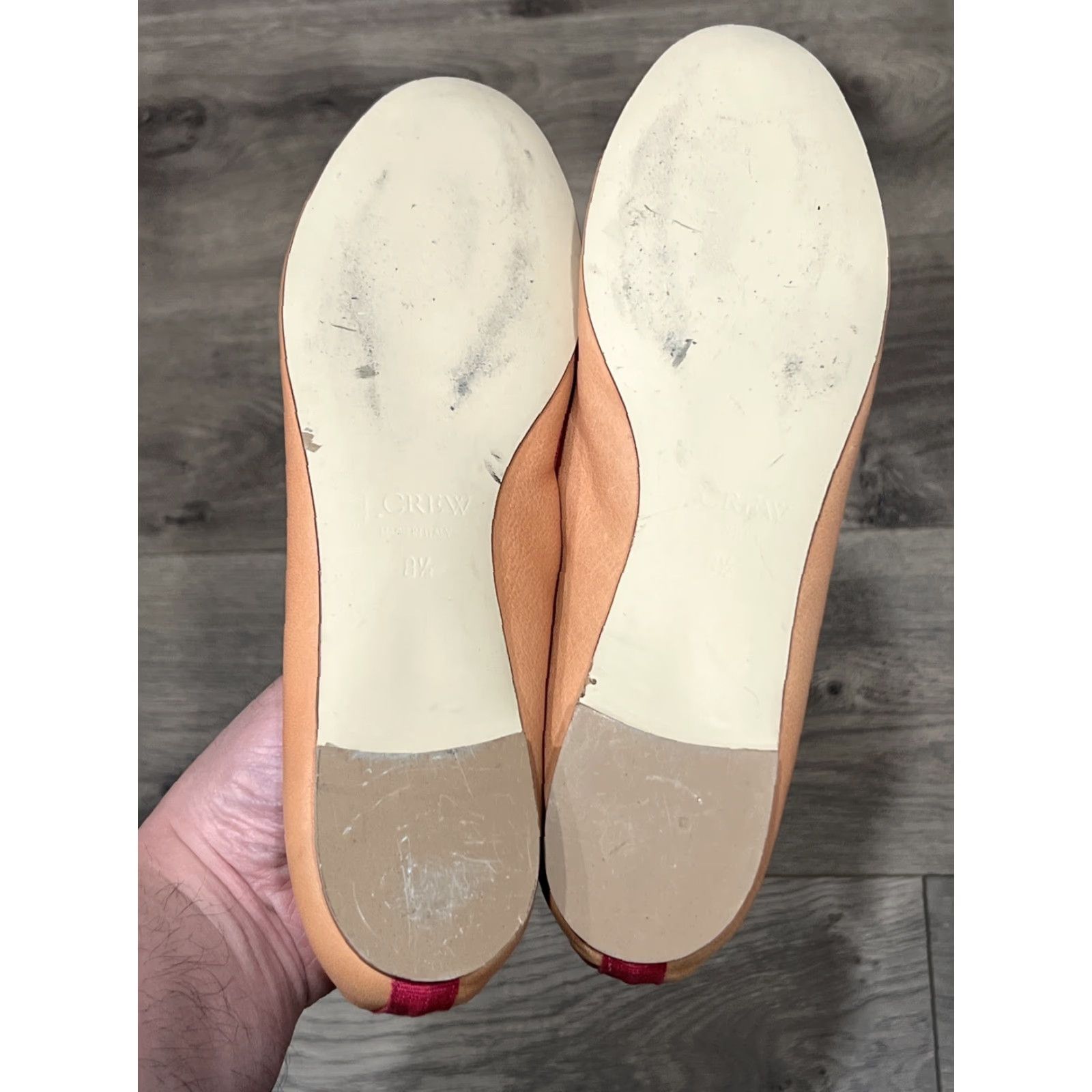 J.Crew VINTAGE J.CREW Natalia Dip Dyed Leather Ballet Flats Size 8.5 Tan Pink Womens Size US 8.5 / IT 38.5 - 2 Thumbnail